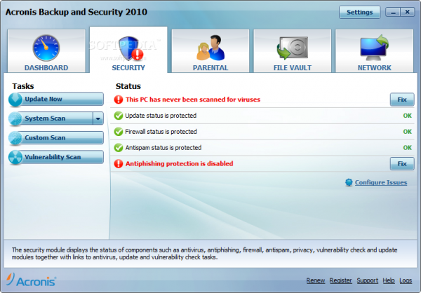 Problems with Acronis Backup and Security 2010 Problems with Acronis Backup and Security 2010